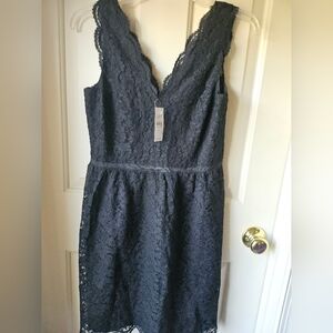 LOFT Black Lace Sleeveless Dress